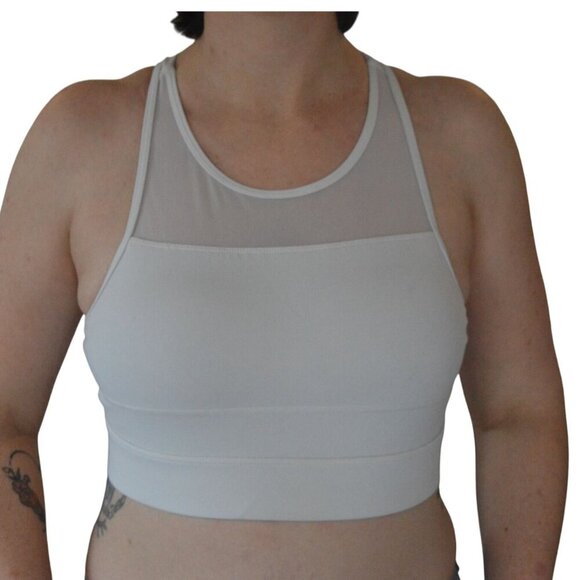 ZYIA Active Off White Mesh Zip Up Back Sports Bra Womens XL Activewear Gym Wear - Picture 1 of 5